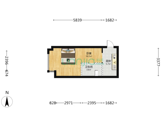 宝龙公寓 1室0厅1卫 38平方