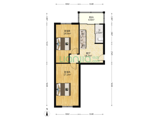 强工一街小区 2室1厅1卫 72平方