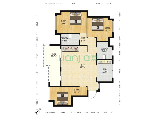 深高速·茵特拉根小镇 3室1厅2卫 118平方