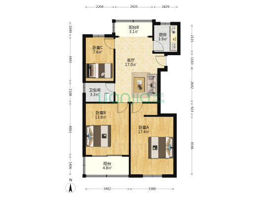永兴小区西区 3室1厅1卫 85平方