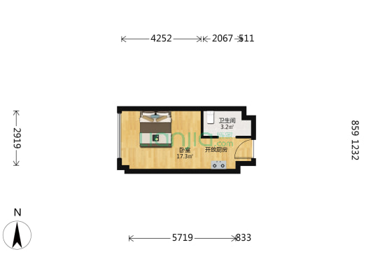钻石学府 1室0厅1卫 32平方