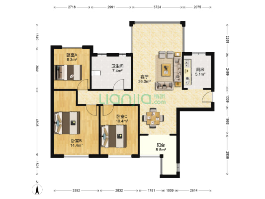 晟通城 3室1厅1卫 98平方