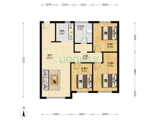 碧桂园太阳城星荟 3室1厅1卫 99平方
