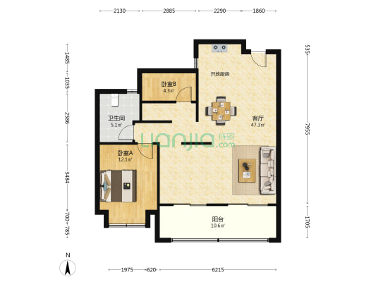 万科朗拾 2室1厅1卫 101平方