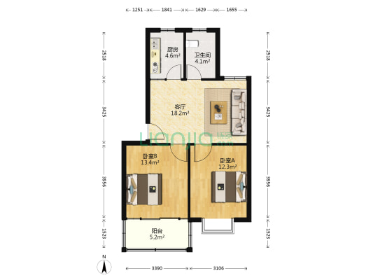 金益一村 2室1厅1卫 72平方