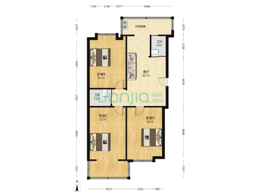 英俊社区 3室1厅2卫 108平方