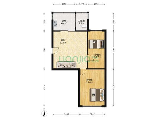 交通学院家属楼 2室1厅1卫 69平方