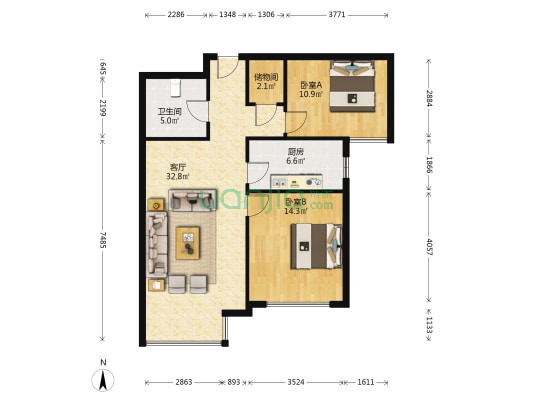 宸阳小区 2室1厅1卫 93平方