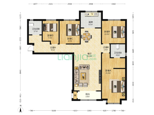 融鼎御品北区 4室1厅2卫 143平方