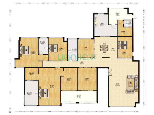 荣泰城墅 7室2厅4卫 354平方