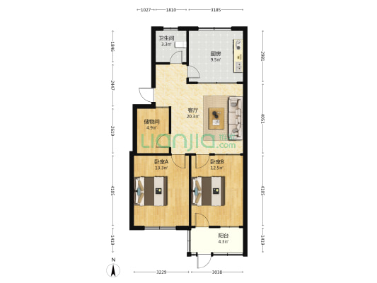 潍坊科技学院家属院西区 2室1厅1卫 85平方