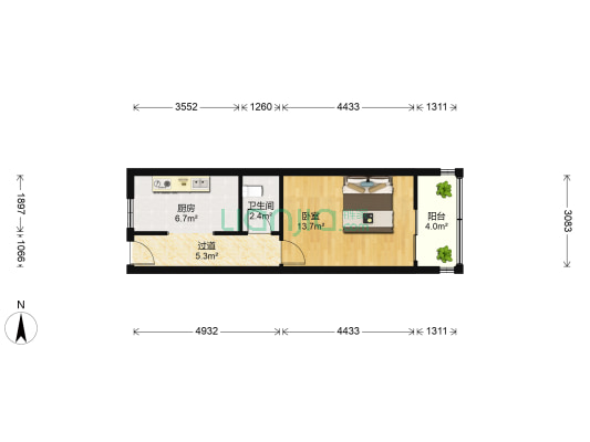 河南路 1室0厅1卫 38平方