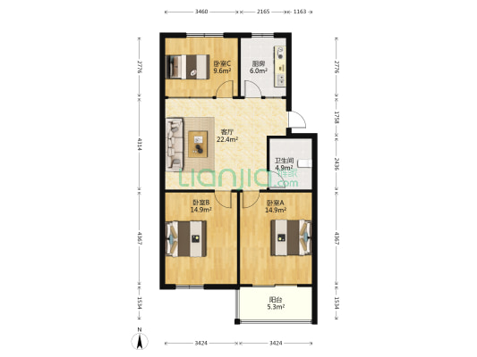 文峰公寓 3室1厅1卫 96平方
