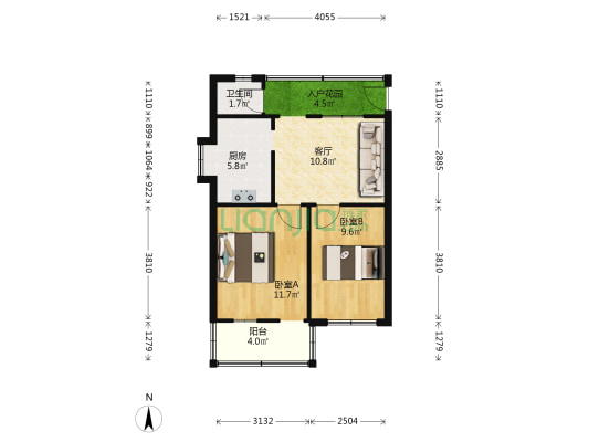 翊武路北巷4号 2室1厅1卫 55平方