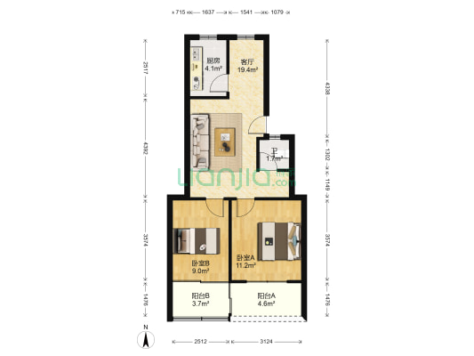 雉山路60号 2室1厅1卫 62平方