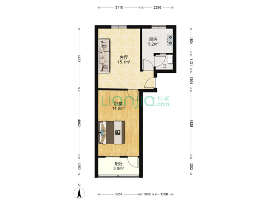 杭锅新村 1室1厅1卫 49平方