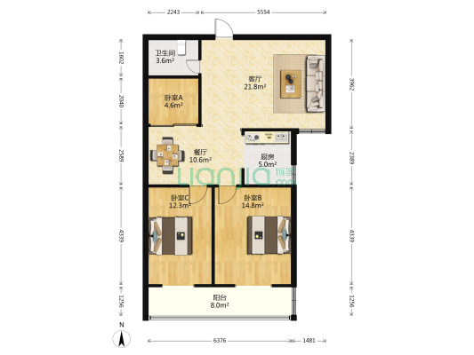 安金丽园 3室2厅1卫 111平方