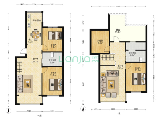 建华新村 3室3厅2卫 141平方