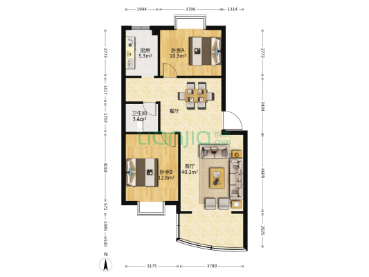 新华印刷厂宿舍小区 2室1厅1卫 84平方