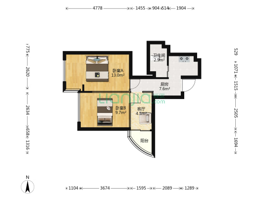 拓东路96号 2室1厅1卫 63平方