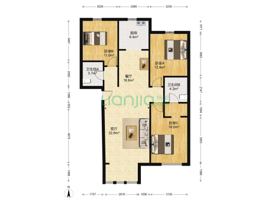 竞杰·常青藤 3室2厅2卫 130平方