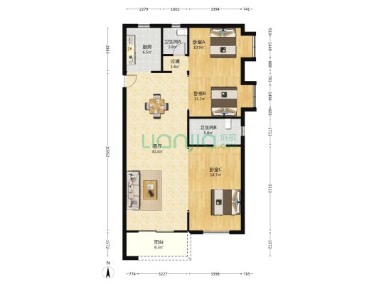 中建壹品澜荟 3室1厅2卫 142平方