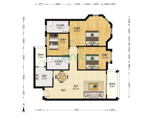 阳光城丽景湾领悦 3室1厅2卫 112平方