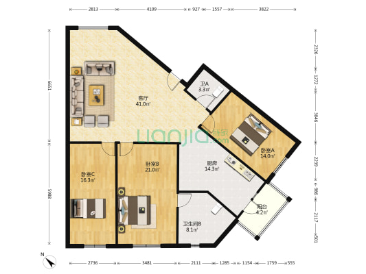 文道雅居 3室1厅2卫 156平方