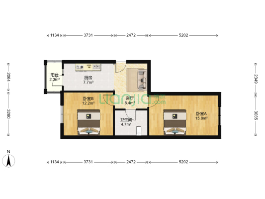 红城小区 2室1厅1卫 72平方