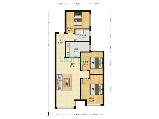 富力合茂园 3室1厅1卫 111平方