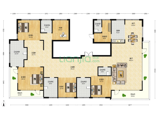 万城万杭府 5室2厅6卫 335平方
