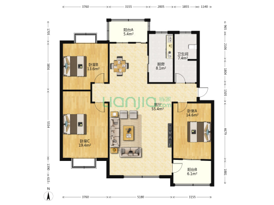 正乐街纪委家属院 3室1厅1卫 145平方