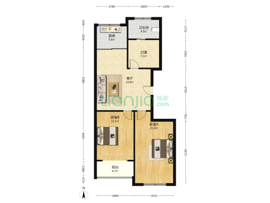 滨江公寓 2室1厅1卫 114平方