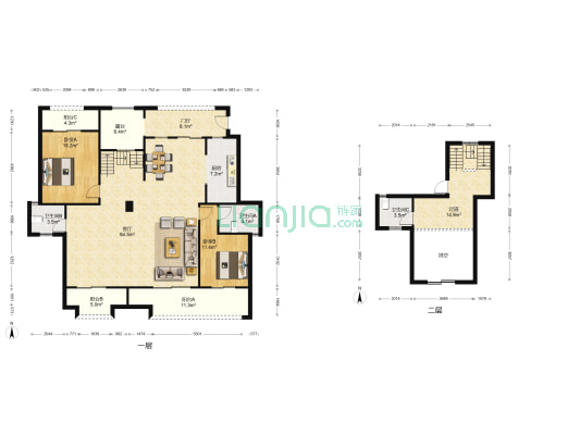 大顶跃洋房 上下3层外加屋顶花园-户型图