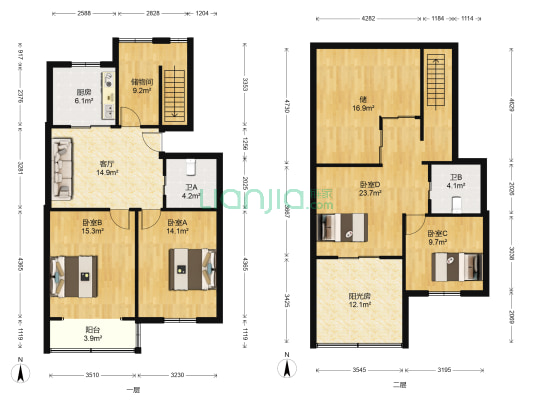 埃河沿社区 4室1厅2卫 115平方