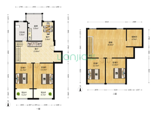 钟秀中路17号大院 4室2厅1卫 93平方