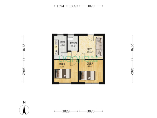 茨淮巷 2室1厅1卫 43平方