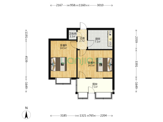 二环东路742-2036号 2室0厅1卫 55平方