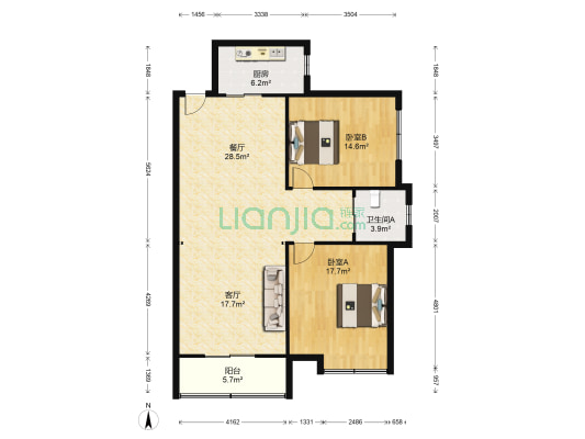 文泰新城 2室2厅1卫 110平方