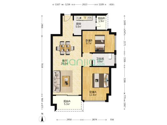 诚丰雅园 2室1厅1卫 74平方