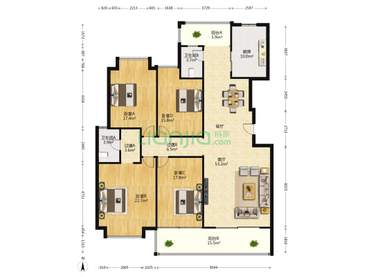 锦苑春天 4室1厅2卫 204平方