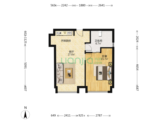 合景科汇金谷 1室1厅1卫 68平方