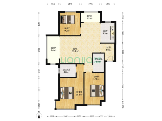 鹭岛南苑 3室1厅2卫 127平方