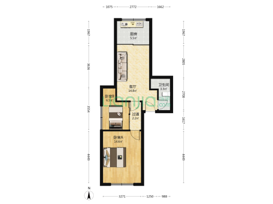 平桥巷5号 2室1厅1卫 59平方