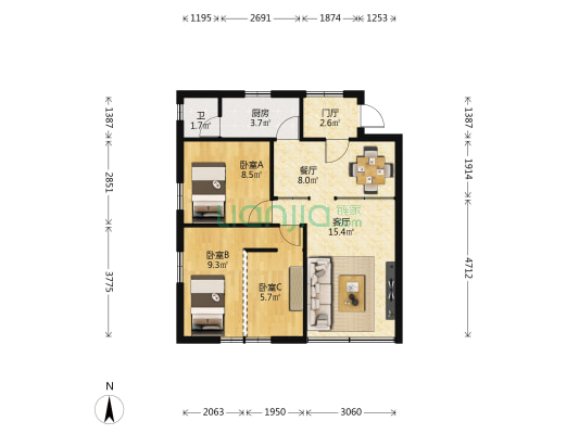 升华巷4号 3室2厅1卫 70平方