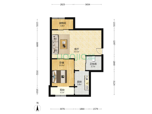 月云公寓 1室1厅1卫 74平方
