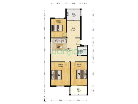 瑞祥花苑 3室2厅1卫 99平方