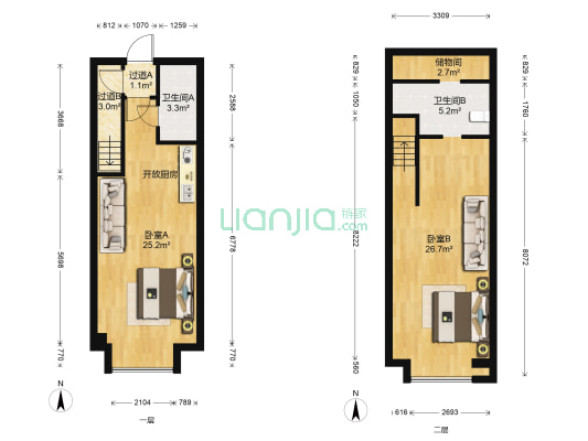 中海寰宇天下 2室0厅2卫 44平方