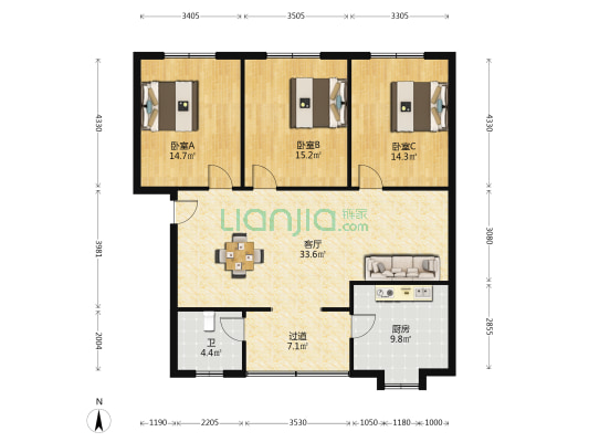 五三大道41号小区 3室1厅1卫 97平方
