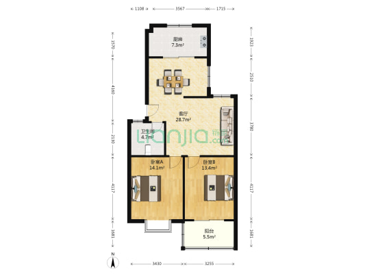 人才苑北村 2室1厅1卫 86平方